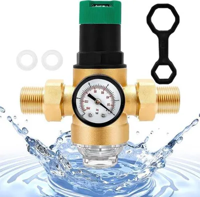 Image de Régulateurs de pression d'eau réglables 3/4 pouce avec manomètre - pour les appartements, les immeubles et les usines