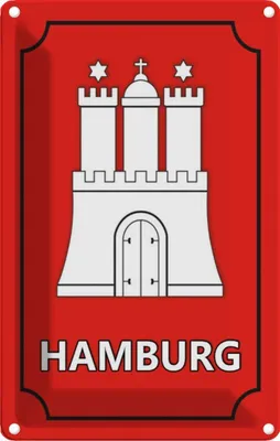 Obrázek produktu pro vianmo Kovový nápis 12x18 cm Hamburg Wappen Bundesland