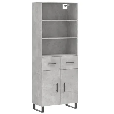 Image de Buffet haut Gris béton 69,5x34x180 cm Bois d'ingénierie
