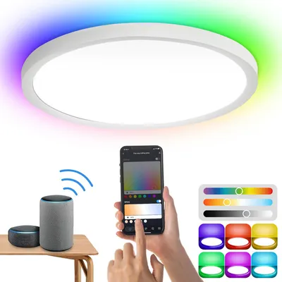 Produktbild von TolleTour Smart LED Deckenleuchte 24W für Küche dimmbar - Ultraslim, Flurlampe, Badezimmer RGB