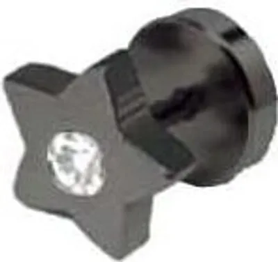 Produktbild von Ohrstecker Fake Ear Plug Stern Black Kristall Stein Weiss 8mm Ohrpiercing