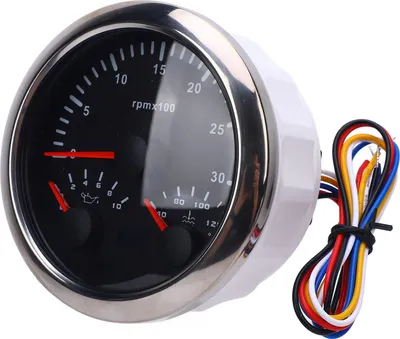 Zdjęcie produktu dla 85 mm 3000 obr/min obrotomierz 3 w 1 wielofunkcyjny manometr 0 do 10 bar ciśnienie oleju 40 120 ° temperatura wody z licznikiem motogodzin do kampera jachtu ciężarówki czarna tarcza srebrna ramka CX8281