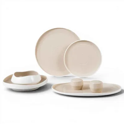 Produktbild von BRICARD BLANZY GESCHIRR SET | WEIß-BEIGE 27-TEILIG