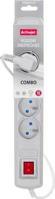 Produktbild von Activejet szare gniazdo wielokrotne z kablem acj combo 5g/3m/bezp. aut/s
