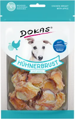 Produktbild von Dokas Hühnerbrust mit Apfel, Snacks, Hund, Adult, Huhn, 70 g