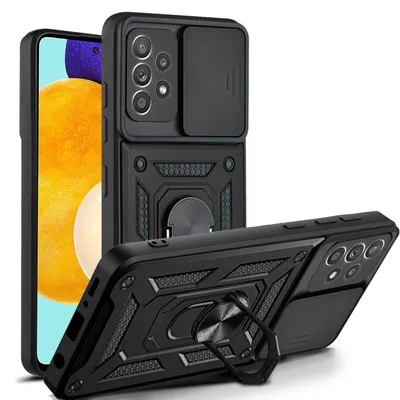 Produktbild von Outdoor Panzer Hülle für Samsung Galaxy A52 mit Kameraschutz Ringhalter Bumper Schwarz