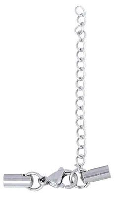 Produktbild von 6 Sets Edelstahl Endkappen f. 4mm, m. Karabiner und Verlängerung
