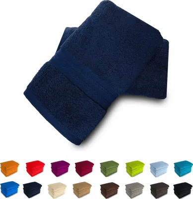 Produktbild von 550g/m2 Handtuch 100% Baumwolle Frottee 70x140 Nr 28 dunkelblau