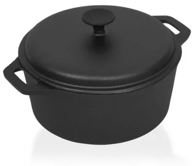 Produktbild von Zimilo Gusseisen Topf Ø26,5 cm mit Deckel, 5L Schmortopf, Induktion geeignet, Bräter für Ofen Grill Eintopf Backen