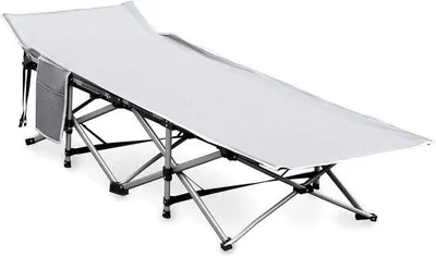 Image de Lit de camping pliable, 190 x 71 x 35 cm, gris, avec sac de rangement, capacité de charge de 300 kg