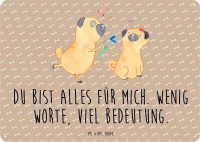 Produktbild von Mr. & Mrs. Panda Schild Mops Verliebt DIN A5 - Hundeglück - Geschenk, Hund, Wandbild, Liebe, Knuffig, Sprüche, tafel, Partner, Pure, Blechschild, Metallbild, Retro