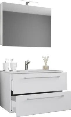 Immagine prodotto di 3 pz. lavabo lavabo | lavabo larghezza 60 cm | set di mobili da bagno appeso con un cassetto Armadio a specchio | Badinos
