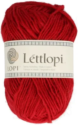 A ball of red yarn with a label.