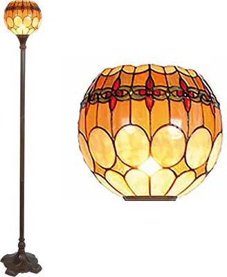 Obrázek produktu pro Stojací lampa Clayre & Eef Tiffany Ø 27x184 cm Hnědožluté sklo