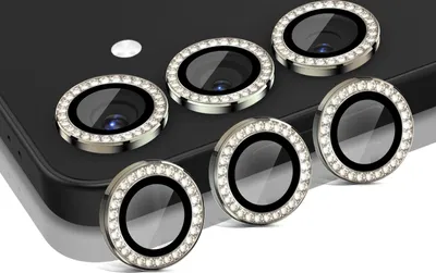 Produktbild von Kamera Linsenschutz Glas Set mit Schmucksteinen für Samsung Galaxy S25 Schutzglas Camera Linse Panzerfolie 9H Titan Grau