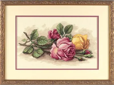 Productafbeelding van Afmetingen kruisstikset "Rosenstecklinge": telpatroon, 35,5 x 22,8 cm