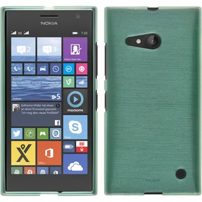 Produktbild von PhoneNatic Case kompatibel mit  Nokia Lumia 730 - grün Silikon Hülle brushed + 2 Schutzfolien