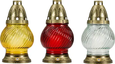 Obrázek produktu pro lampa hřbitovní sklo 21cm (60g) (hoří 17hod) paraf. mix barev