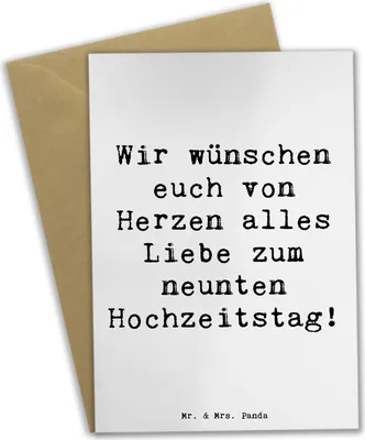 Produktbild von Mr. & Mrs. Panda Glückwunschkarte Spruch 9. Hochzeitstag Keramikhochzeit - Weiß - Geschenk, Grußkarte, neunter, wertvolle Beziehung, hochzeitskarten, einladungskarten