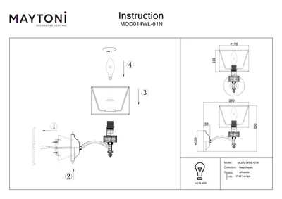 Produktbild von Maytoni MOD014WL-01N, 1 Glühbirne(n), E14, IP20, Weiß