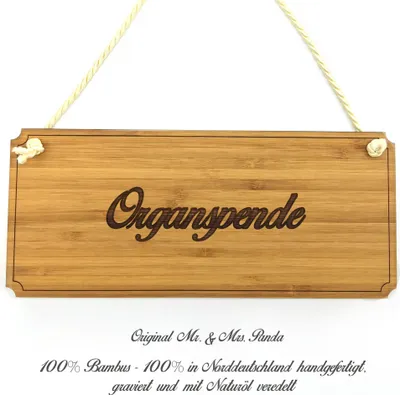 Produktbild von Mr. & Mrs. Panda Holzschild Organspende - Geschenk, Praxisschild, Werbeschild, Schild, Landhaus, Türschild Holz, Shabby, Geschenkidee, Graviert, Wegweiser, Firmenschild