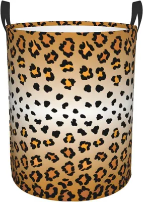 Image de Panier à linge pliable, motif léopard, dimensions : 34 x 42 cm
