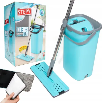 Zdjęcie produktu dla Mop Płaski Z Wiadrem Dwukomorowym Z Wyciskaczem Stepy Intense Flat