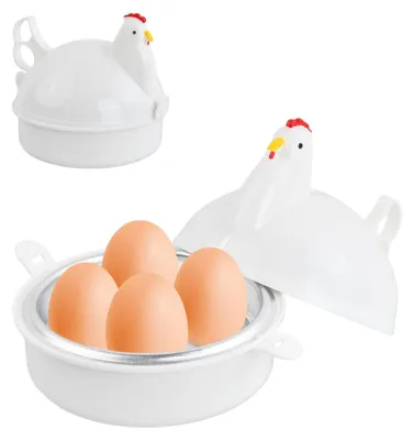 Eierkocher für Mikrowelle, 4 Eier, Aluminiumbeschichtung, 14 cm