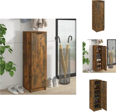Produktbild von vidaXL Schuhschrank Räuchereiche 30x35x100 cm Holzwerkstoff -  Schuhregale & -schränke