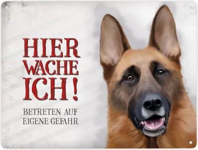 Produktbild von Betreten auf eigene Gefahr - Hier wache ich! Metallschild XXL mit Schäferhund