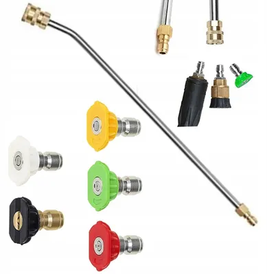 Zdjęcie produktu dla Rosfix Zestaw: 5 Dysz na Szybkozłączkę (0–60°) + Lanca 1/4” 34 cm Zagięta 90° + Pianownica | Do Myjki Ciśnieniowej Lavor, Parkside, Karcher