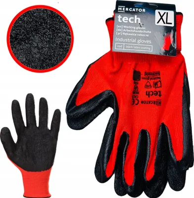 Produktbild von MERCATOR Tech Rot+Schwarze Latex-Arbeitshandschuhe - XL - 1 Paar