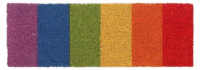 Image de Tapis d'entrée Relaxdays en fibre de coco, arc-en-ciel, 75 x 25 cm, résistant aux intempéries et antidérapant, pour l'intérieur et l'extérieur, coloré