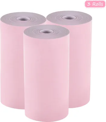 Obrázok produktu pre Aibecy 3 rolky 57 * 30 mm ružový termálny papier Roll Invoice Receipt Photo Paper Clear Print pre vreckovú termálnu tlačiareň PeriPage A6 pre PAPERANG P1 / P2 Mini Photo Printer