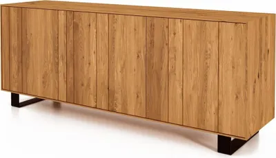 Produktbild von Kommode Leeds Wildeiche massiv 197x50x78 Metallfußgestell Schwarz mit 3 Türen