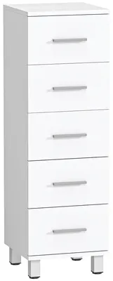 Imagen del producto de Mueble de baño estrecho con 5 cajones – Blanco | Color: Blanco | Dimensiones: 30x30x95 cm