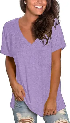 Produktbild von MOLERANI T-Shirts für Damenn Kurzarm V-Ausschnitt Sommer Oberteile Purple 3XL