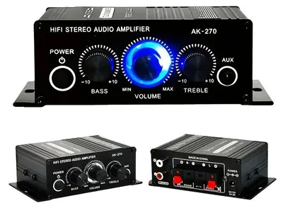 Obrázok produktu pre Audiozosilňovač, 20 W x 2 RMS výkon, 200 W x 2 maximálny výkon, 12 V vstupné napätie, 85 dB SNR, 2-kanálový