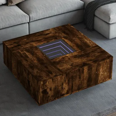 Produktbild von Couchtisch mit Infinity-LED Räuchereiche 100x100x40 cm, Couchtische 2024 Neu DesignMöbel