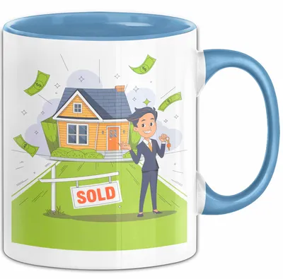 Produktbild von Immobilienmakler Tasse Geschenk Lustige Geschenkidee Spruch Für Haus Verkäufer (Blau)