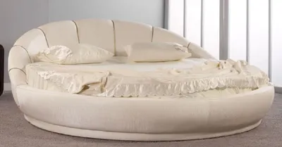 Produktbild von Casa Padrino Luxus Rundbett Cremefarben Ø 240 x H. 90 cm - Rundes Doppelbett mit Matratze - Luxus Schlafzimmer Möbel