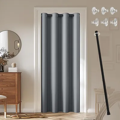 Immagine prodotto di Tenda per porta con asta telescopica - Tende termoisolanti per interni - Tende oscuranti con passanti per il soggiorno - 1 pezzo