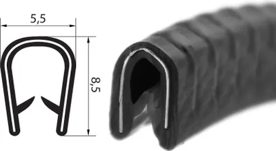 Produktbild von KS0-1S Kantenschutzprofil Kantenschutz Schwarz PVC Klemmbereich 0,5-1 mm Maße 5,5x8,5 mm