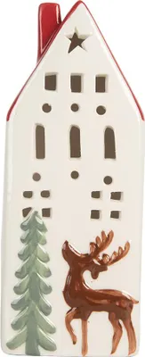 Produktbild von Clayre & Eef Dekoratives Haus mit LED 7x6x19 cm Weiß Keramik