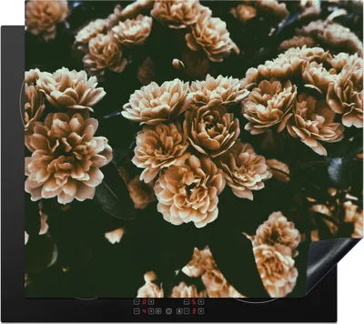 Produktbild von KitchenYeah© Herdabdeckplatte Blumen - Wild - Braun , 57x51cm, Küche Deko, Glaskeramikkochfeld Herdabdeckung, Abdeckplatte fùr Kochfeld