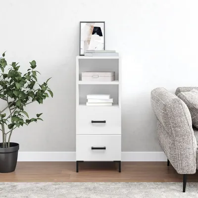 Produktbild von The Living Store Sideboard Hochglanz-Weiß 34,5x34x90 cm Holzwerkstoff