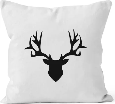 Produktbild von Kissenbezug Kissen-Hülle Deko-Kissen 40x40 Hirsch Geweih Baumwolle MoonWorks® weiß 40cm x 40cm