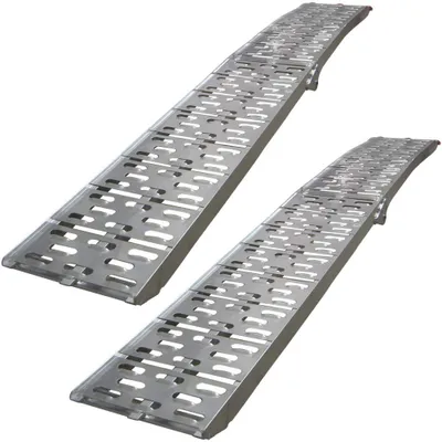 Productafbeelding van Oprijplaat aluminium - Inklapbaar - 680 kg - 226 x 29,5 x 5 cm - Set van 2 - Met spanband