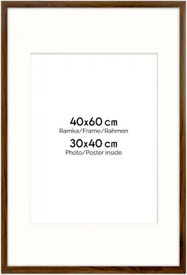 Immagine prodotto di Cornice FRAMAI® 40x60 cm in marrone – con passe-partout – cornice in MDF, plexiglass infrangibile, ecologica, con gancio e supporto – formato verticale e orizzontale