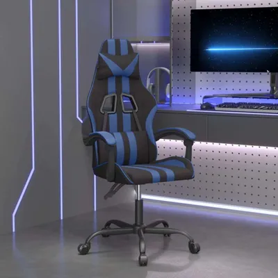 Produktbild von The Living Store Gaming-Stuhl Drehbar Schwarz und Blau Kunstleder